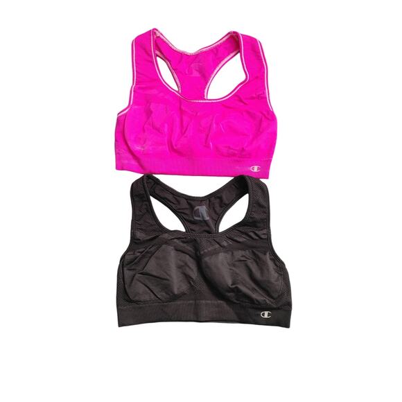 Champion Sports Bra x 2 Medium Support Black Pink Sz Large - Picture 1 of 4
